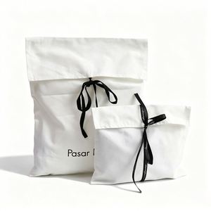 Pochette à rabat en toile de coton avec logo personnalisé et lien en ruban, sac d'emballage cadeau pour bijoux et cosmétiques multicolores, faible MOQ - Product Image 6