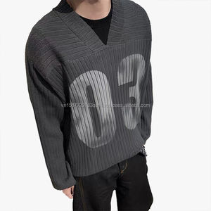 Nouveau Pull Homme Col Rond Tricoté à Manches Longues avec Imprimé Numérique Style Vintage Ample 2026 – Haut Polyvalent pour l'Automne - Product Image 4