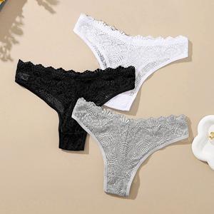 Lencería Sexy para mujer, conjunto de ropa interior para mujer, bragas bordadas de encaje de alta calidad, calzoncillos transpirables de cintura baja, bragas de hilo G - Product Image 2