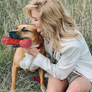 Laboratuarlar ve diğer ırklar için büyük agresif Chewers (kauçuk ve naylon) için KINYU ağır kırmızı yıkılmaz köpek oyuncakları - Product Image 6