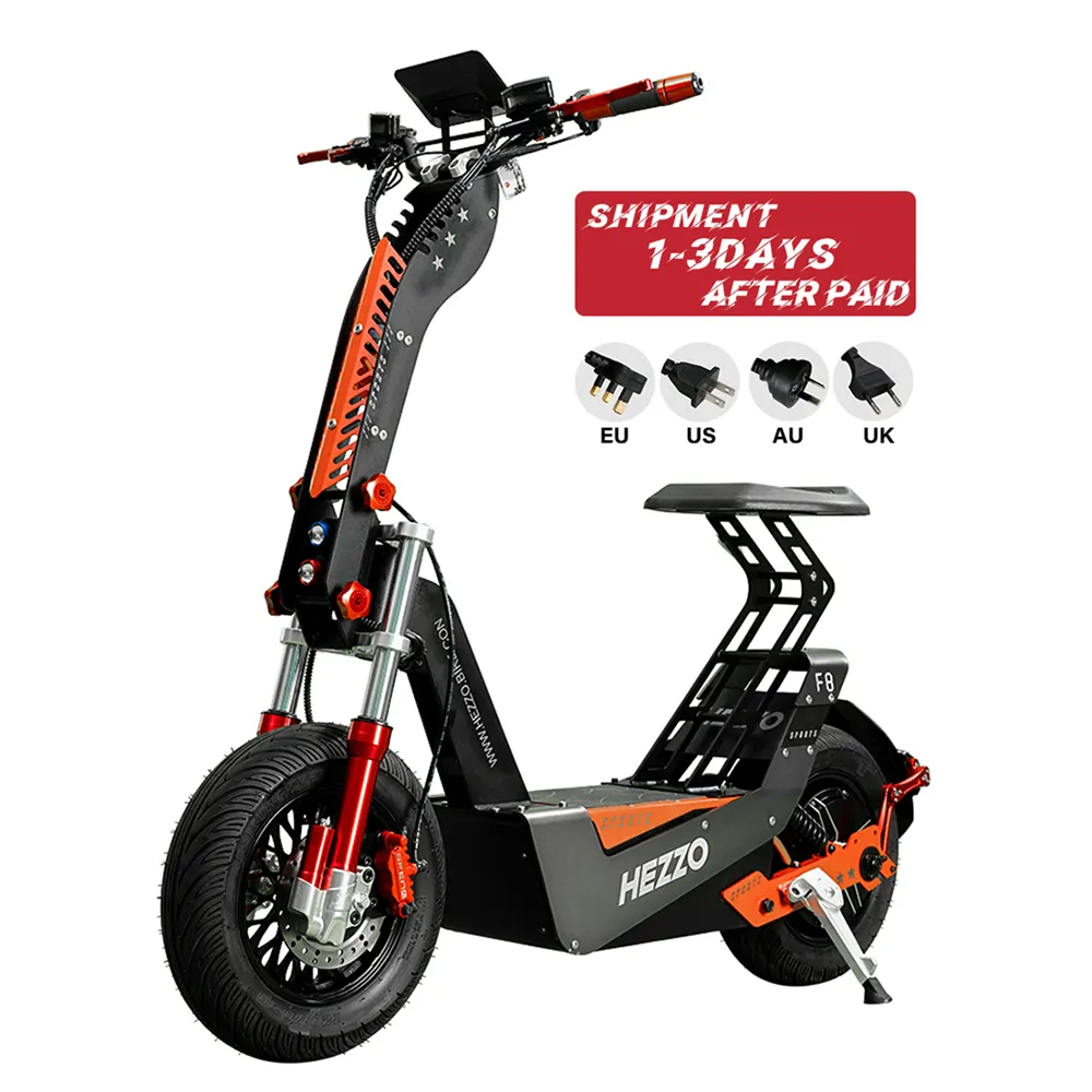 HEZZO EU US Warehouse 72v 8000W Electric Scooter 16" Fat Tire 50Ah Long Range F8 NFC Escooter Powerful Off-road Electric Scoote