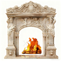 Cheminée en marbre naturel sculpté à la main de haute qualité, design français, moderne, autoportante, pour salon ou hôtel