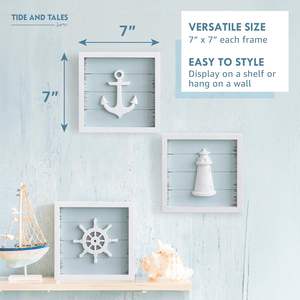 Pared 3D Tema costero Decoraciones para <span class=keywords><strong>el</strong></span> hogar <span class=keywords><strong>Faro</strong></span> y rueda de barco Baño rústico inspirado en <span class=keywords><strong>el</strong></span> océano - Product Image 4