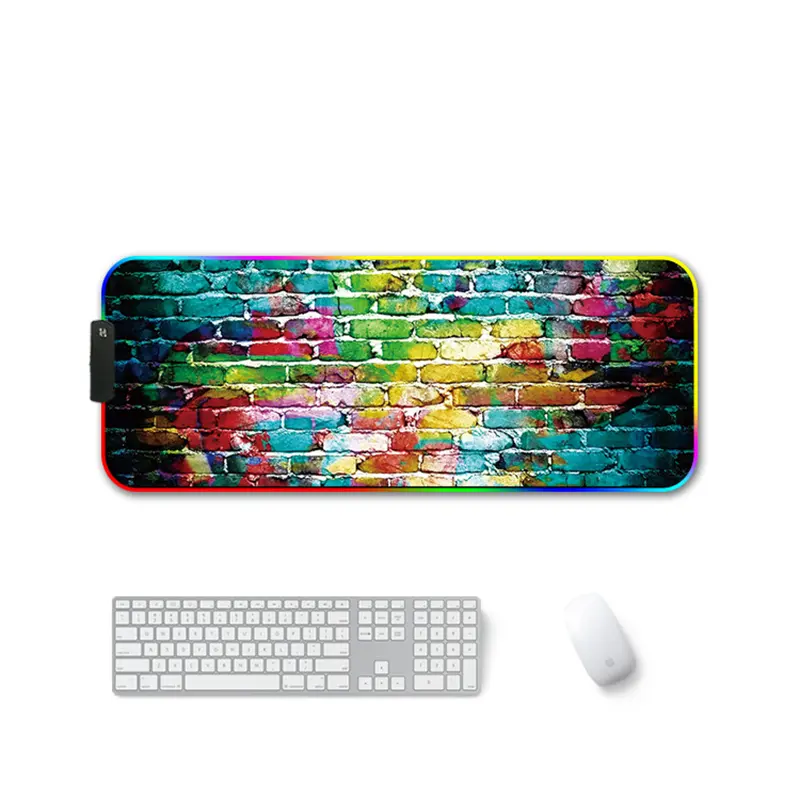 Hot Selling oem Keyboard Desk Playmat Colorful Led Light non slip Wholesale Game Mouse Pad Luminous Table Mat