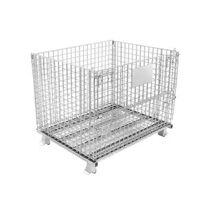 Wire Mesh Pallet Cage Foldable Metal Firewood Cage Wire Mesh Roll Cage Pallet
