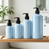 Ensemble de bouteilles en plastique PET rechargeables avec pompe, vert et noir, avec logo personnalisé, pour gel douche, shampoing, lotion, 100-500 ml