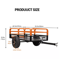 Remorque benne à benne basculante à quatre roues en maille, capacité 1500 lb, 15 pieds cubes Outils OEM FT Steel Construction pour VTT