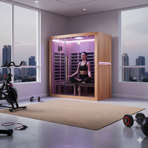 Kit de sauna moderne en bois massif à installation facile, pour 3 personnes, infrarouge lointain, équipement de spa DIY pour chambre et villa - Product Image 4