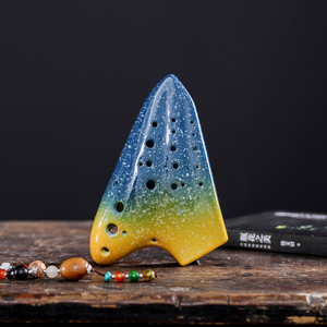 Ocarina de Tres Tubos, <span class=keywords><strong>Flauta</strong></span> de Cerámica Ahumada, Serie Cielo Estrellado, Afinación en Do - Product Image 2