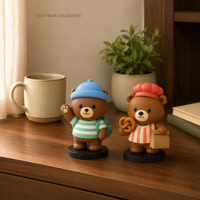 Figurine d'ours miniature en plastique durable, modèle d'animal de dessin animé unisexe, jouet en PVC, caoutchouc inodore, jouet éducatif pour enfants