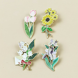 Nuevos Broches de Moda Personalizados con Imitación de Flores Antiguas, Estilo Pastoral, <span class=keywords><strong>Girasoles</strong></span>, Orquídeas, Esmalte Suave - Product Image 3