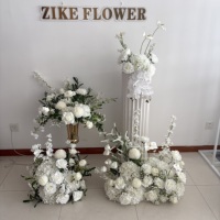 Vente en gros d'arrangements floraux artificiels blancs d'orchidées, d'hortensias, de roses et de lys pour centre de table de mariage, décoration d'événements et de fêtes