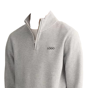 Sweat-shirt polaire personnalisé à quart de zip pour hommes et femmes, pull à fermeture éclair 1/4, fabrication de vêtements en gros sous marque privée - Product Image 1