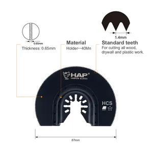 Lames oscillantes universelles à montage rapide, 4 pièces, <span class=keywords><strong>lame</strong></span> de scie HCS en demi-lune, disque de coupe multifonctionnel <span class=keywords><strong>pour</strong></span> la coupe du bois et du PVC - Product Image 5