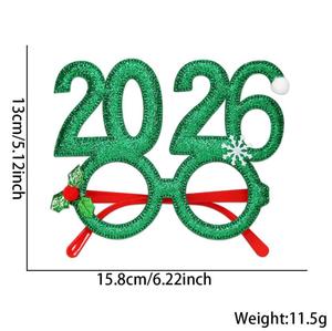 แว่นตาพลาสติกกลิตเตอร์ปีใหม่ 2026 แว่นตาสำหรับงานปาร์ตี้คริสต์มาส กรอบแว่นตาสำหรับของขวัญวันหยุดคริสต์มาส อุปกรณ์ตกแต่ง - Product Image 4