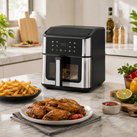 Friteuse à air électrique compacte 8L à commande tactile numérique sans huile pour la cuisine domestique : poulet, frites, viande et snacks