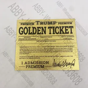 บัตรที่ระลึกของอดีตประธานาธิบดีอเมริกัน TRB Golden Ticket 2024เหรียญสหรัฐฯบัตรวีไอพีพลาสติก