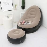 Canapé gonflable épais en PVC, style moderne et minimaliste, chaise longue pliable d'extérieur avec repose-pieds, fauteuil de camping floqué portable