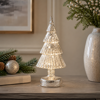 Lampe de table en forme de sapin de Noël en verre LED blanc chaud, sans fil, légère, écologique, fonctionnant sur piles