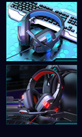 Casque de jeu SY860MV avec haut-parleur de basses de 40 mm, éclairage LED, son surround 3D, micro rotatif à 120°, 273 g pour PC PS5 Xbox One Switch
