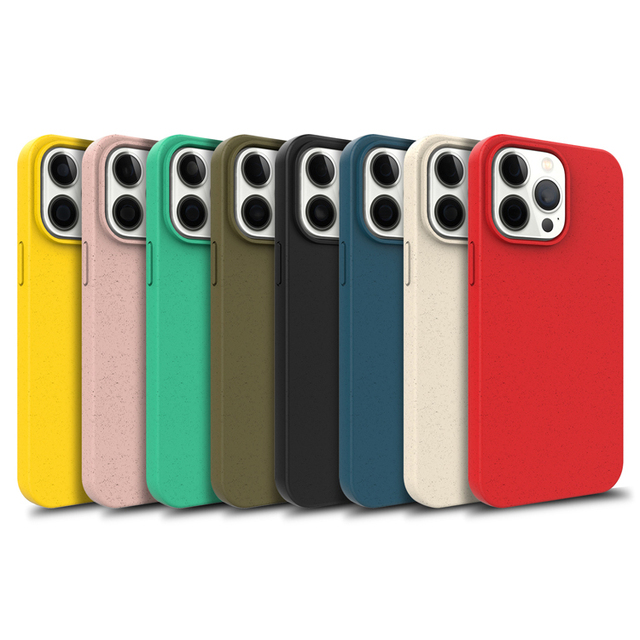 Eco-friendly Wheat Straw Case for iPhone 14 Pro 13 12 Mini 11 Pro Max SE 15 16 7 8 Solid Color Matte Bumper Soft TPU Phone Cover