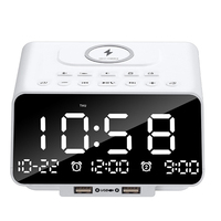 Haut-parleur Bluetooth, réveil, radio de chevet multifonctionnelle, caisson de basses sans fil avec fente pour carte TF pour chambre d'hôtel