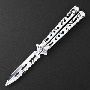 <strong>Butterfly</strong> <strong>Knife</strong> <strong>Trainer</strong> Uncut All-Steel Exercise <strong>Knife</strong> with 3cr13 Stainless Steel Blade for DIY Camping EDC Practice - Product Image 3