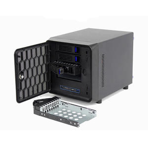 Boîtier de serveur NAS avec 4 baies Hotswap pour disques durs SATA/SAS, porte frontale et prise en charge de l'alimentation flexible - Product Image 1