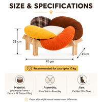 Lit surélevé en bois massif pour animaux de compagnie, résistant à l'humidité, amovible et lavable, avec tapis rafraîchissant toutes saisons pour chat et chien, idéal pour l'été