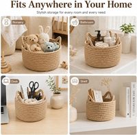 Petit panier tressé en corde de coton pour la chambre de bébé, organisateurs mignons en forme d'oreilles de chat pour organiser le bureau, décorations, jouets pour enfants, lot de 3