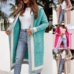 2025 européen et américain automne hiver femmes pull transfrontalier décontracté tout assorti à capuche Long Cardigan grande taille - Product Image 1