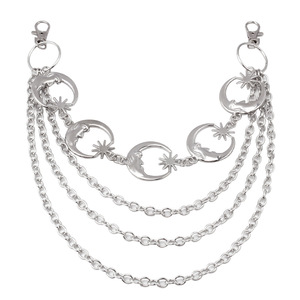 Cadena corporal geométrica de varias capas Yuelyueli Moon, cadena de cintura de aleación de zinc estilo punk para mujer, uso diario. - Product Image 5