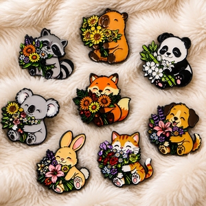 Broche de la <span class=keywords><strong>serie</strong></span> Animales con Flores para Ropa, Pin de Solapa para Mochilas, Pin de Esmalte Suave, Pin para Bolsos, Insignias, Accesorios, Regalo - Product Image 1