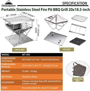 Barbecue au charbon de bois pliable en acier inoxydable Campingaz avec fumoir pour la cuisson en extérieur - Product Image 4