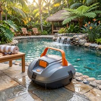 Aspirateur de piscine automatique sans fil pour piscines hors sol, nettoyeur de fond plat pour garage, 80m², élimine les feuilles, grattoirs élargis