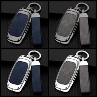Nouvelle Housse de Clé de Voiture de Luxe en Fibre Véritable, Alliage de Zinc et Cuir TPU avec Télécommande pour Ford Territory, Accessoires de Porte-clés