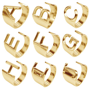 Anillo Abierto de Acero Inoxidable Unisex Estilo Ins, Chapado en Oro, con Letras Grandes 18k26 Personalizadas, para el Dedo Índice - Product Image 1