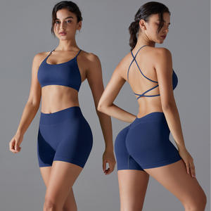 Ensemble de vêtements de sport à dos nageur OEM-Tenue d'entraînement sans couture évacuant l'humidité 2 pièces en vrac - Product Image 1