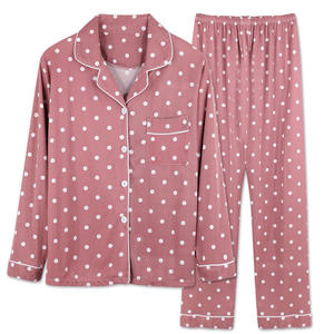 Nuevo Pijama Transpirable con Estampado de Puntos para Mujer, Estilo Coreano, Manga Larga, Cuello Solapa, Pantalones Largos, Talla Grande, Otoño-Invierno - Product Image 5