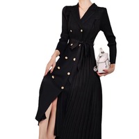 Robe longue plissée antistatique Miyake Vintage, nouvelle collection automne 2025, élégante et haut de gamme, avec ceinture en dentelle