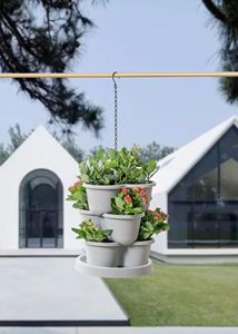 Jardinière verticale A31 <span class=keywords><strong>pour</strong></span> fraises, design carré, utilisation au sol, ensemble de jardinage suspendu en plastique <span class=keywords><strong>pour</strong></span> pépinière, fraises empilables - Product Image 6