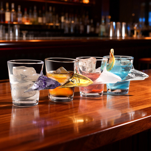 Copa de cóctel de cristal de lujo con relieve de cabeza de animal, sin plomo, base gruesa, mango con forma de tiburón creativo, capacidad de 60 ml - Product Image 1