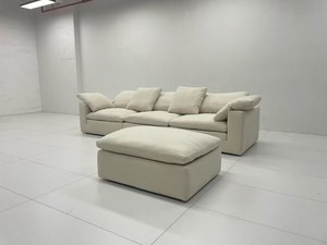Canapé modulaire carré <span class=keywords><strong>convertible</strong></span> 106 pouces, style nuage moderne, avec ottoman mobile, <span class=keywords><strong>beige</strong></span> blanc, pour salon et école - Product Image 4