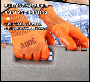 Guantes <span class=keywords><strong>de</strong></span> Seguridad Laboral Recubiertos <span class=keywords><strong>de</strong></span> PVC, Resistentes a Químicos, Impermeables, con Forro Polar Cálido y Resistentes al Desgaste, Sin Polvo - Product Image 1