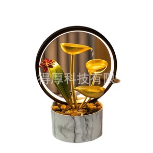 Luxurious Desktop <b>Water</b> <b>Feature</b> With Backlight Round Modern Ornament For Office Decoration Gift - Product Image 1