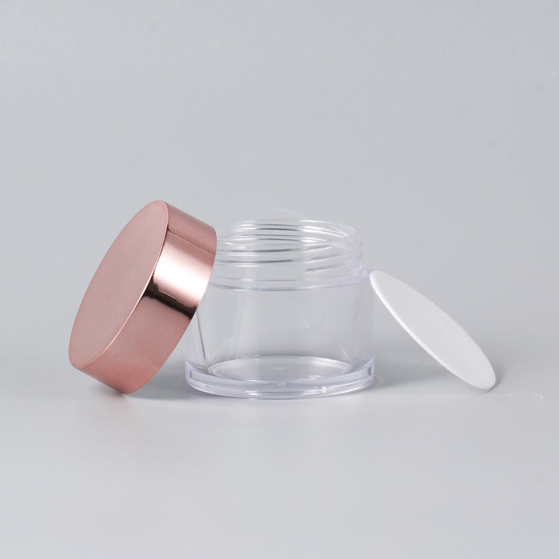 30ml 60ml 120ml 500ml 8oz 16oz Clear Ps Plastic Cosmetic Cream Jar Lip Scrub Pink Gold Lids Acrylic Powder Jars Nail Dip Powder