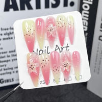 Tendance des ongles : Faux ongles en acrylique 3D en forme de fleur, personnalisés, faits à la main, brillants, en gel, épais, à presser, couvrance totale, 10 pièces