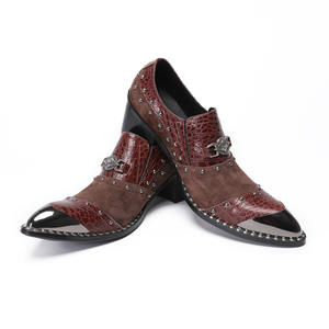 Chaussures <span class=keywords><strong>Derby</strong></span> Vintage britanniques pour hommes robe d'affaires rehaussée de commerce extérieur Oxford bas en cuir véritable <span class=keywords><strong>boucle</strong></span> sueur - Product Image 1