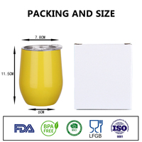 Gobelet à vin en forme d'œuf ZY 12oz avec logo personnalisé, en acier inoxydable 304 à double paroi, isolé sous vide, avec couvercle coulissant