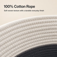 Panier à linge rond en corde de coton bicolore style nordique, grand format, avec poignées intégrées, pour vêtements, couvertures, serviettes, rangement de chambre d'enfant